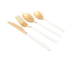 AltomDesign "Noble Gold Baltas" stalo įrankių rinkinys 24 dalių - 6 asmenims, Aukso / Baltos spalvos