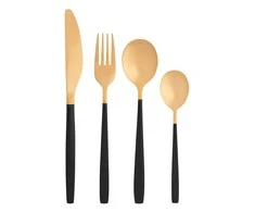 AltomDesign "Noble Gold Juodas" stalo įrankių rinkinys 24 dalių - 6 asmenims, Aukso / Juodos spalvos