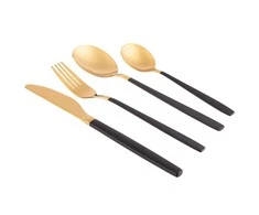 AltomDesign "Noble Gold Juodas" stalo įrankių rinkinys 24 dalių - 6 asmenims, Aukso / Juodos spalvos