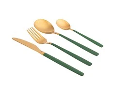 AltomDesign "Noble Gold Žalias" stalo įrankių rinkinys 24 dalių - 6 asmenims, Aukso / Žalios spalvos