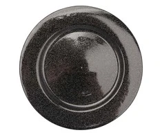 Plate charger, diameter 33 cm, juodas with glitter
