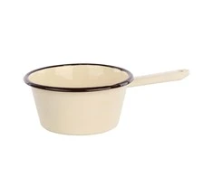 Altom Design Enamelled conical saucepan with handle 0,6l dia.14cm h.7cm cream,with spout