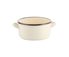 Altom Design CREAM Emaliuotas puodas 2,1 l, skersmuo 18 cm, aukštis 9,5 cm, grietinėlės spalvos