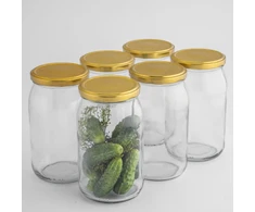 6 stiklainių po 900 ml + dangtelių rinkinys, dydis 82, 6 uncijos