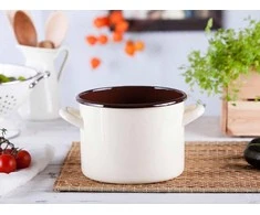 Emalia Silesia Rybnik Straight puodas 3,3l dia.18cm h.14cm cream/inside dark