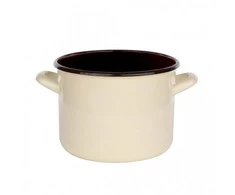 Altom Design Silesia Emaliuotas puodas 7,5 l skersmuo 24 cm aukštis 17 cm kreminis/tamsus centras 7818