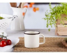 CREAM Emaliuotas puodelis 0,45 l, skersmuo 9 cm, aukštis 9 cm, kreminės spalvos