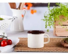 Enamelled mug 0,45l dia.9cm h.9cm cream, inside dark