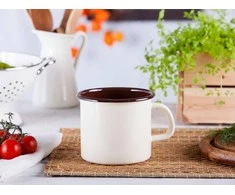 Lumarko Enamelled mug 1,25l dia.12cm h.11,5cm cream, inside dark