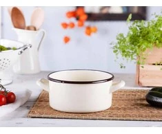 Altom Design CREAM Emaliuotas puodas 2,1 l, skersmuo 18 cm, aukštis 9,5 cm, grietinėlės spalvos