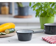 Altom Design Emaliuotas puodas su rankena, indukcinis puodas, Silesia, pilkai dėmėtas, 0,45l