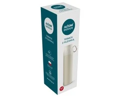 Thermos Termosas su puodelio formos dangteliu, 500 ml, baltas su auksiniu