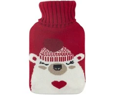 Hot water bottle in a sweater cover, 1 liter, dec. bear