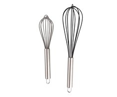 Set of 2 metal whisks with silicone finish