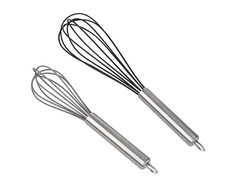 Set of 2 metal whisks with silicone finish