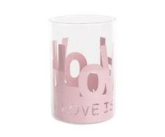 STIKLINIS ŽVAKĖS STOVAS RAUSVAME METALINIU DANTELIU 10X10X15 CM -LOVE