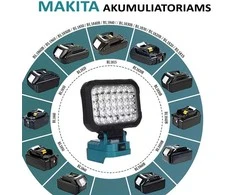 GZT LED šviestuvas Makita akumuliatoriams 18V L35 2200 Lm 16W USB2A-R
