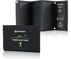 BRESSER mobilus saulės įkroviklis 21 vatų su USB ir nuolatinės srovės išvestimi