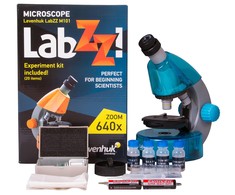 Mikroskopas vaikams, Levenhuk LabZZ M101 Azure, 40x-640x, su eksperimentų rinkiniu