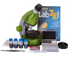 Mikroskopas vaikams, Levenhuk LabZZ M101 Lime, 40x-640x, su eksperimentų rinkiniu