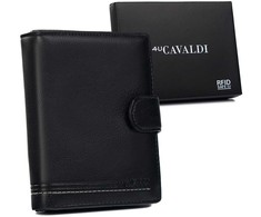 4U Cavaldi Portfel męski PU+sk&oacute;ra M302BL-PU-6878 Juodas