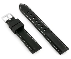 Pacific U20 rubber watch strap - juodas/baltas 18mm