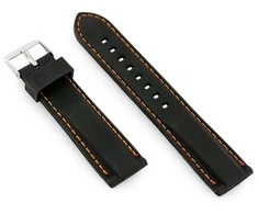 Pacific U20 rubber watch strap - juodas/oranžinis 22mm