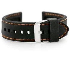 Pacific U20 rubber watch strap - juodas/oranžinis 28mm