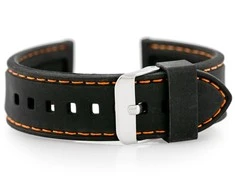 Pacific U20 rubber watch strap - juodas/oranžinis 22mm