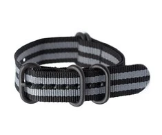 Pacific N01 NATO watch strap - juodas/pilka - 20mm