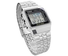 Casio A500WEA-1EF rankinis laikrodis Elektroninis Unisekso stiliaus Juoda, Sidabras