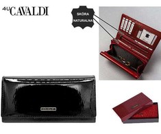 4U Cavaldi Portfel damski sk&oacute;ra+PU PN28-LAK Juodas