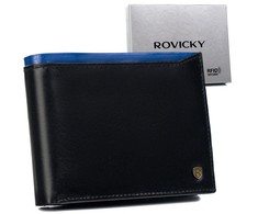Rovicky Vyriška odinė piniginė N992-RVT Juodas+Navy