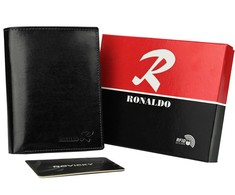 Erdvi, vertikali vyriška piniginė iš blizgios natūralios odos. Ronaldo