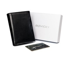 Gausiai komplektuota vyriška piniginė iš natūralios RFID grūdėtos odos – Rovicky