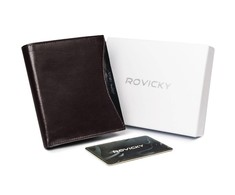 Erdvi vyriška piniginė iš natūralios grūdėtos odos su RFID apsauga - Rovicky