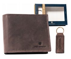 Odinė piniginė &amp; raktų pakabukų rinkinys PETERSON PTN SET-M-N994-CHM