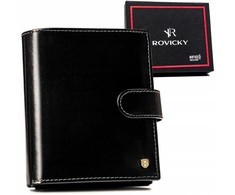 Duży, skórzany portfel męski su systemem RFID - Rovicky