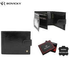 Duży, skórzany portfel męski na zatrzask - Rovicky
