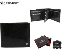 Duży, skórzany portfel męski bez zapięcia - Rovicky