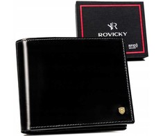 Duży, skórzany portfel męski bez zapięcia - Rovicky