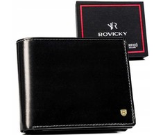 Kompaktowy męski skórzany portfel su RFID Rovicky