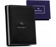 Stylowy, skórzany portfel męski bez zapięcia - Rovicky