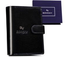 Duży Skórzany portfel męski system RFID Rovicky