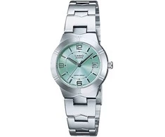 Moteriškas laikrodis Casio LTP-1241D-3A, su dėžute, žalsvas ciferblatas