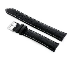 Pacific W05XL juodas/baltas leather watch strap - 20mm