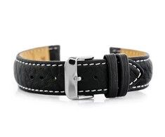 Pacific W05XL juodas/baltas leather watch strap - 20mm