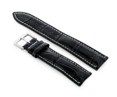 Laikrodis Pacific W102L juodas/baltas leather watch strap - 20mm