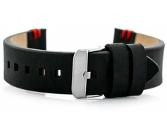 Pacific W110 leather watch strap - juodas/red - 22mm