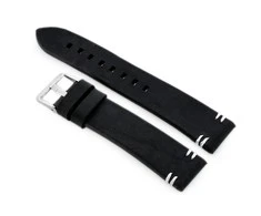 Pacific W110 leather watch strap - juodas/baltas - 20mm